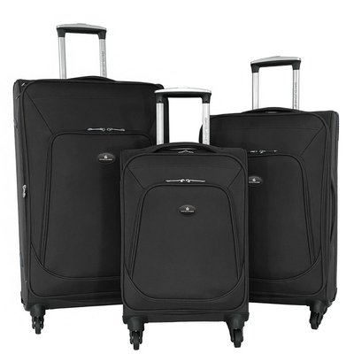 Lot de 3 valises souples extensibles dont 1 cabineon ABS DAVID JONES
