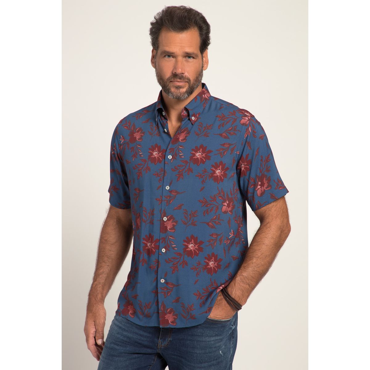 Chemise a fleur discount homme manche courte