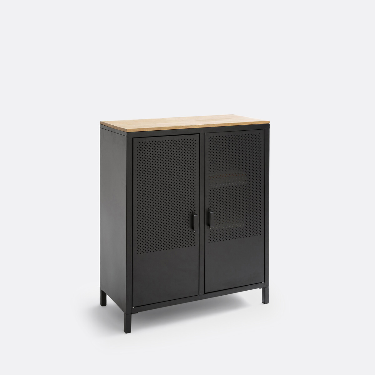 Armoire basse 2 portes métal acier et chêne Agama