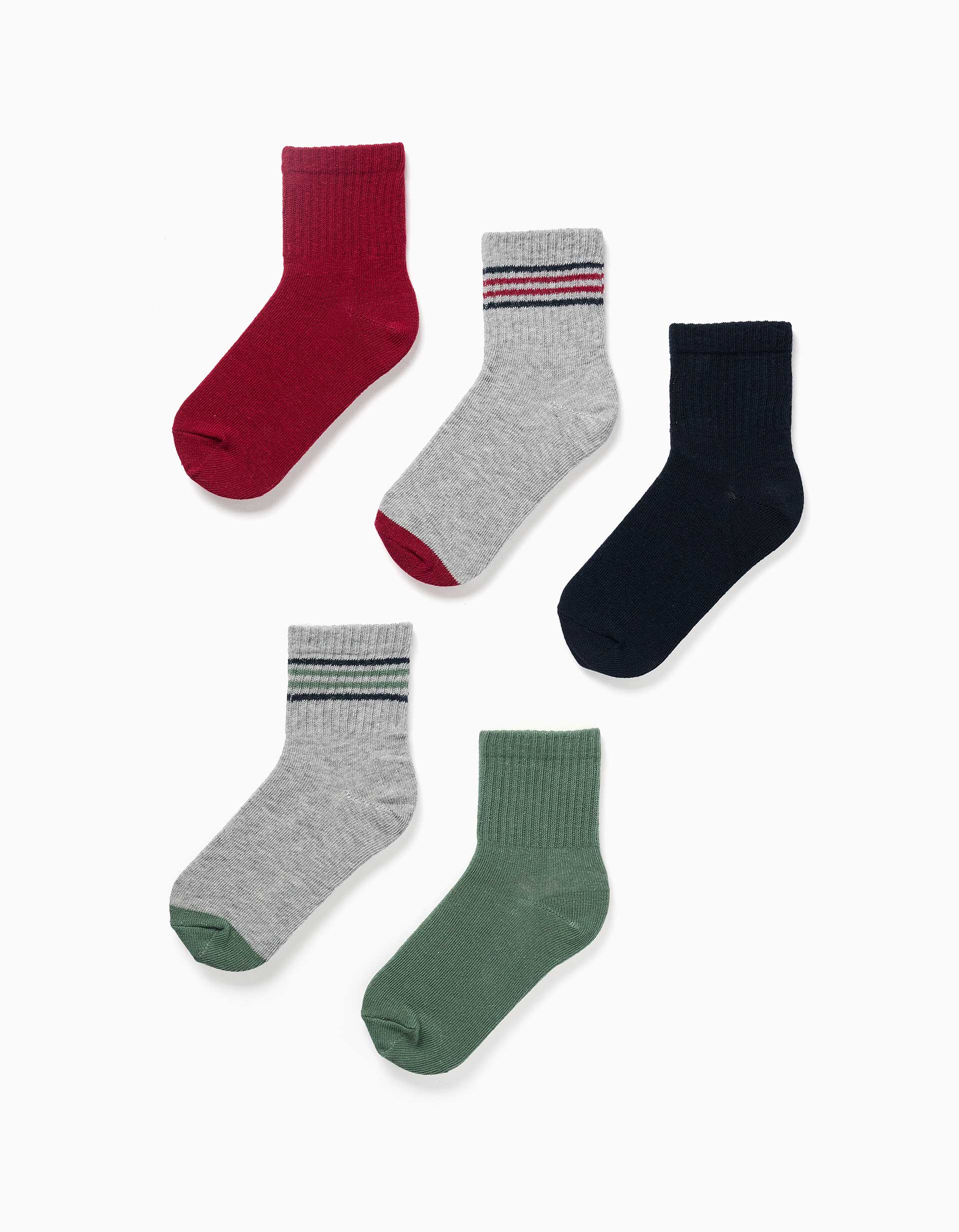 Lot de 5 paires de chaussettes unies/à rayures, ZIPPY