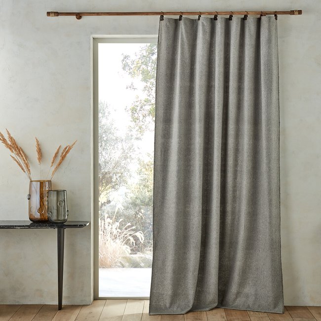 Naomyt Wool Mix Single Curtain with Leather Tabs - AM.PM
