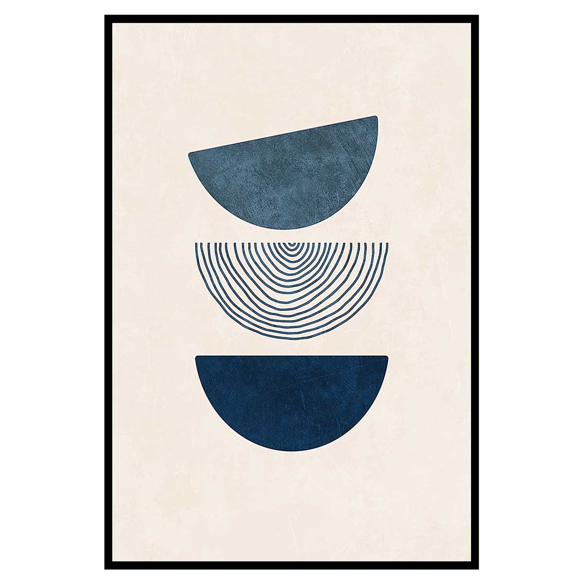 Affiche encadrée formes géométriques bleues, HEXOA