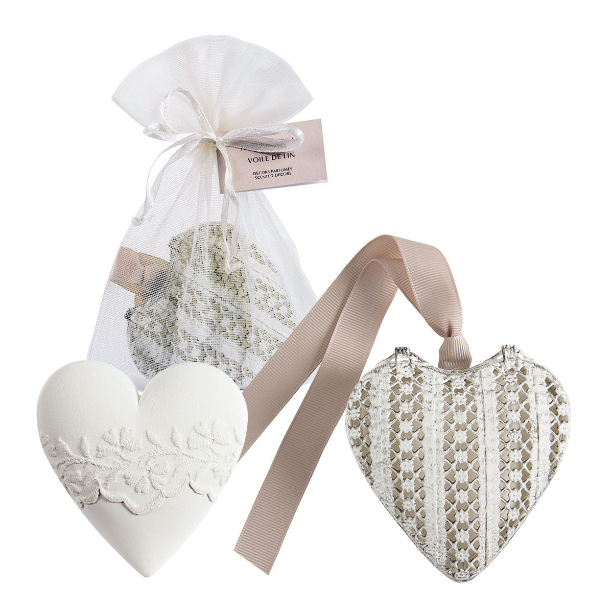 Boîte Cœur et décor parfumé - Voile de Lin, MATHILDE M
