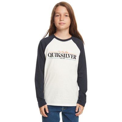 Logo Print Cotton T-Shirt with Long Sleeves QUIKSILVER