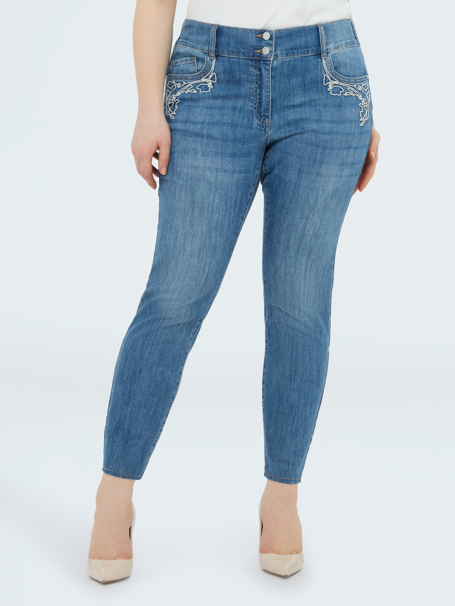 Jean Skinny avec broderie macramé, FIORELLA RUBINO
