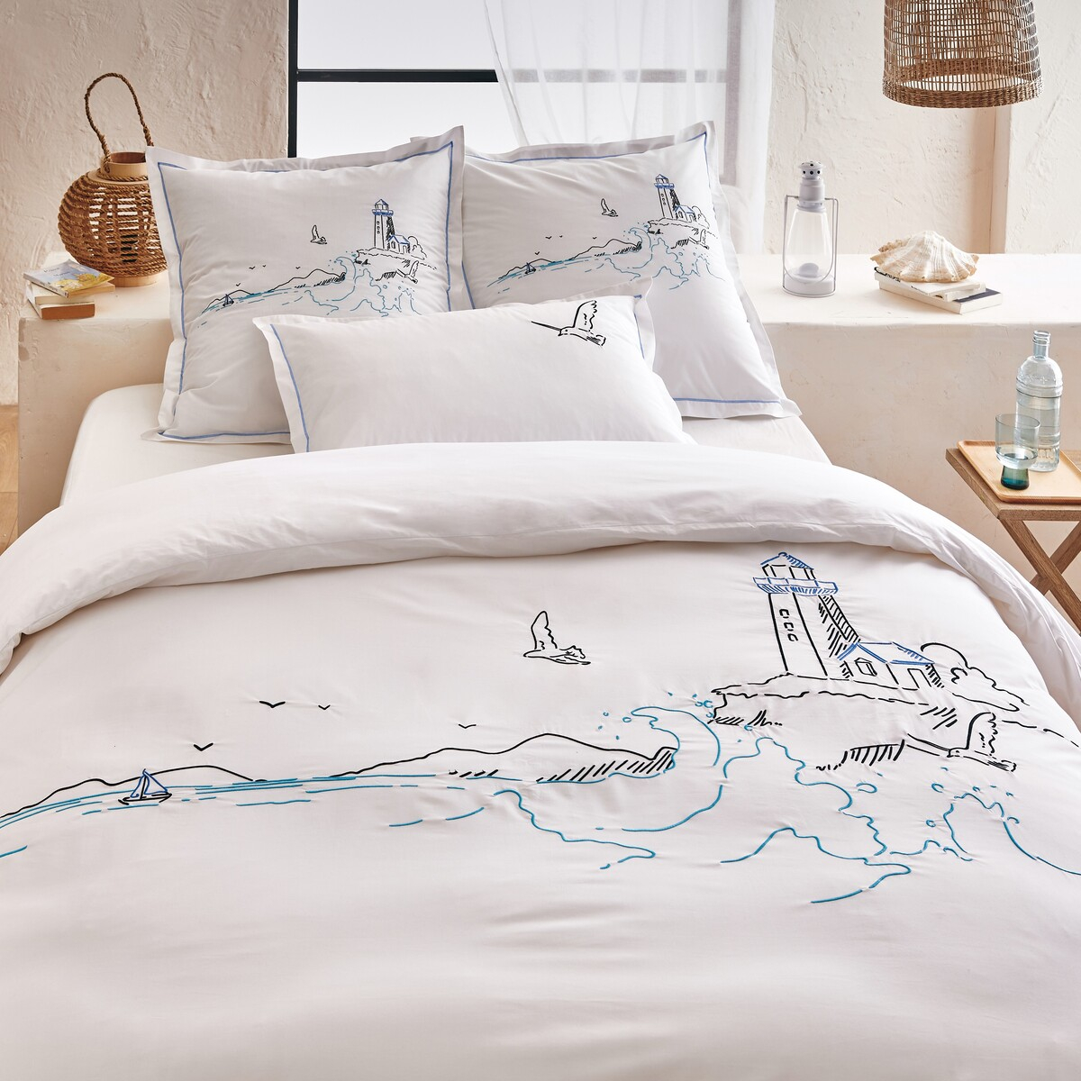 Housse De Couette Percale De Coton Brodée - PHARE, TRADITION DES VOSGES
