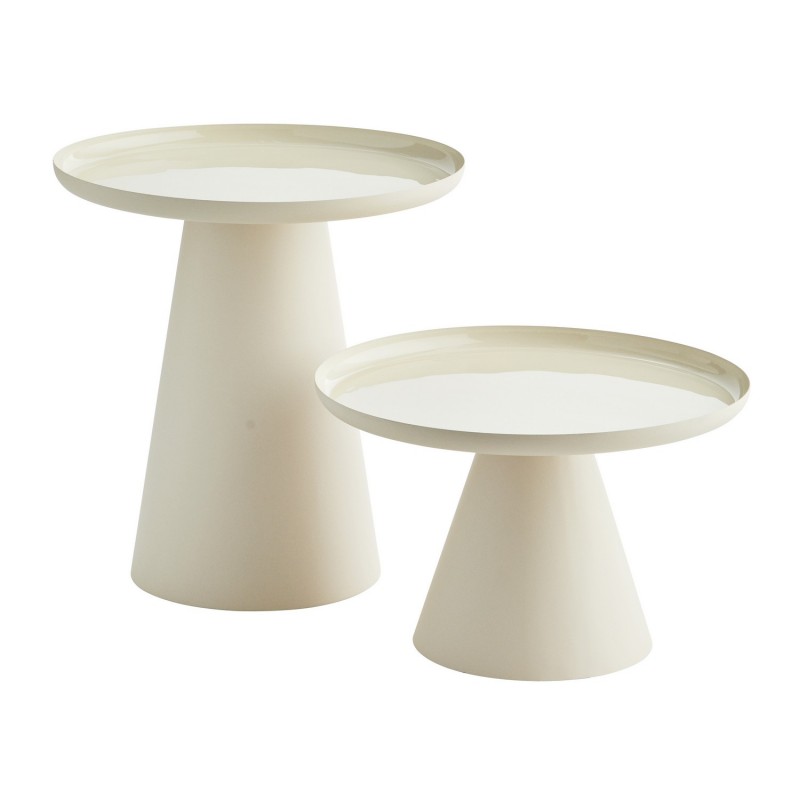 Table basse ronde métal émaillé set 2, MADAM STOLTZ