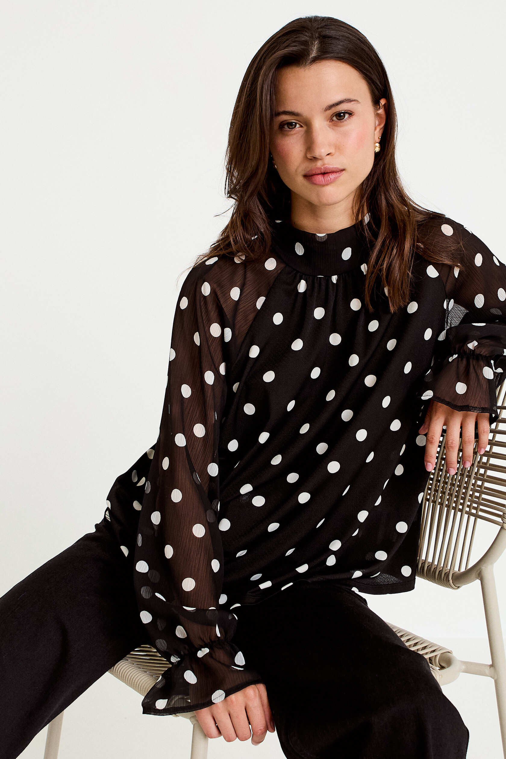 Blouse droite voile manches longues, CACHE CACHE