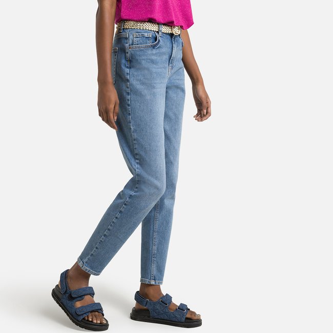 High-Waist-Jeans, Mom-Fit stone used <span itemprop=