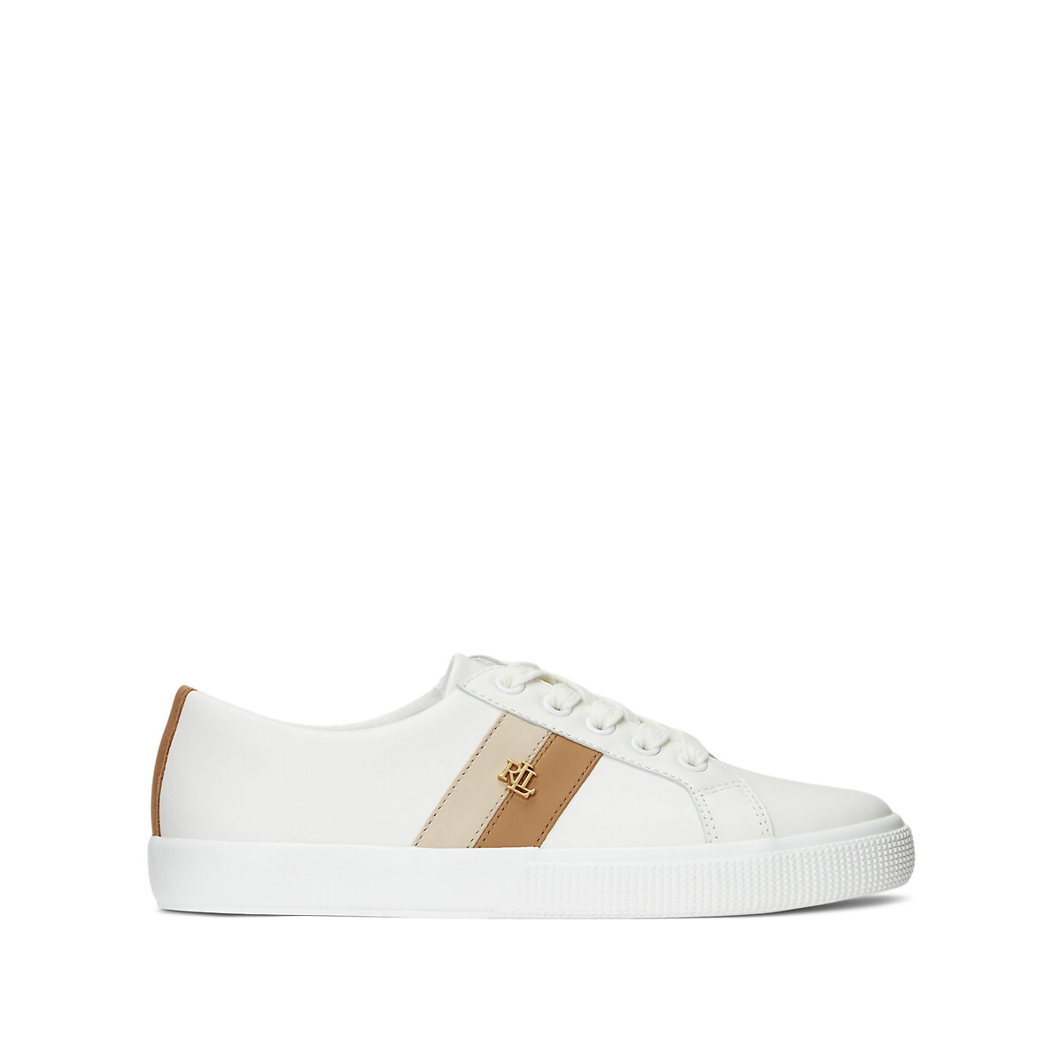 Leather Low Top Trainers with Flatform Sole