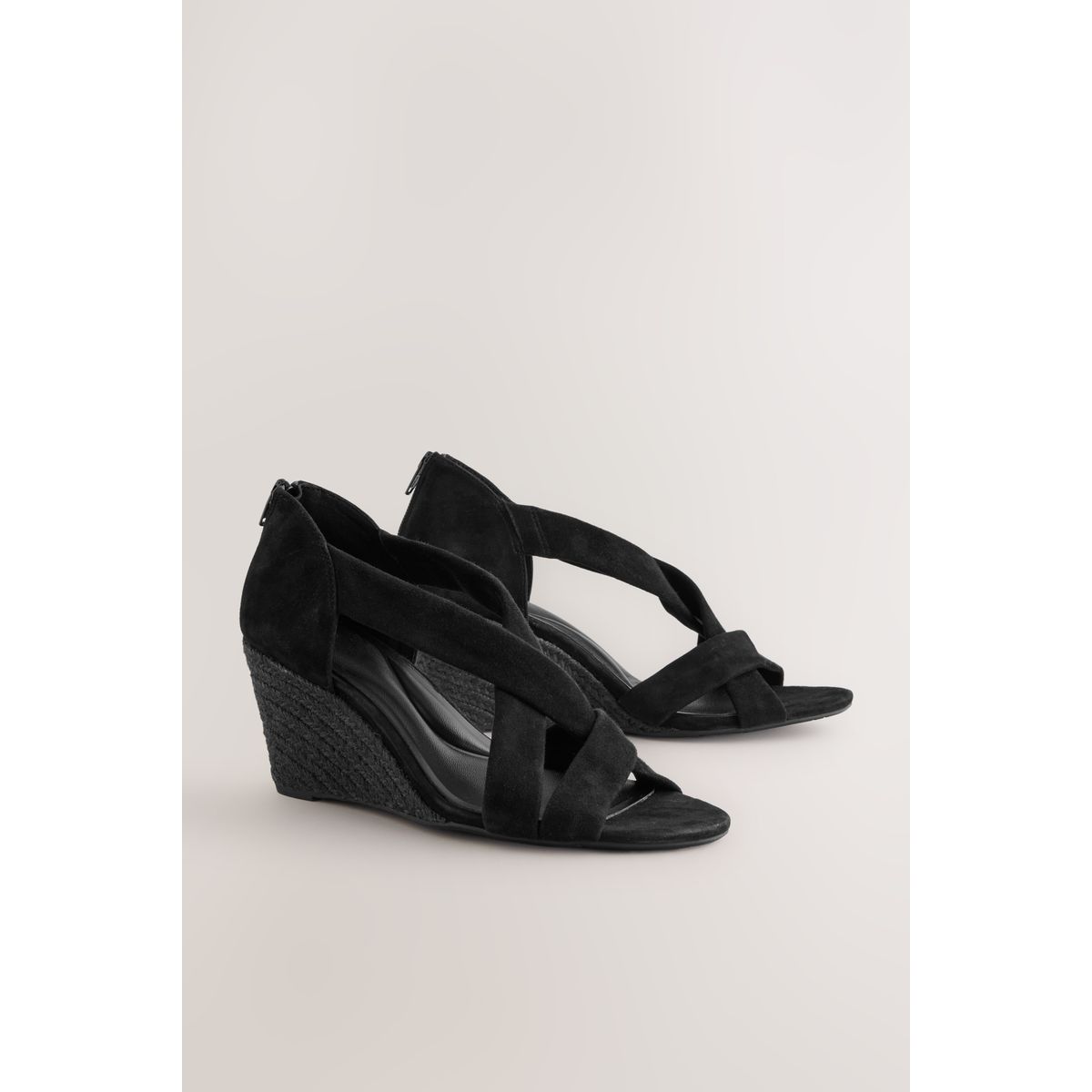 Espadrilles compensées en cuir à torsades, NEXT