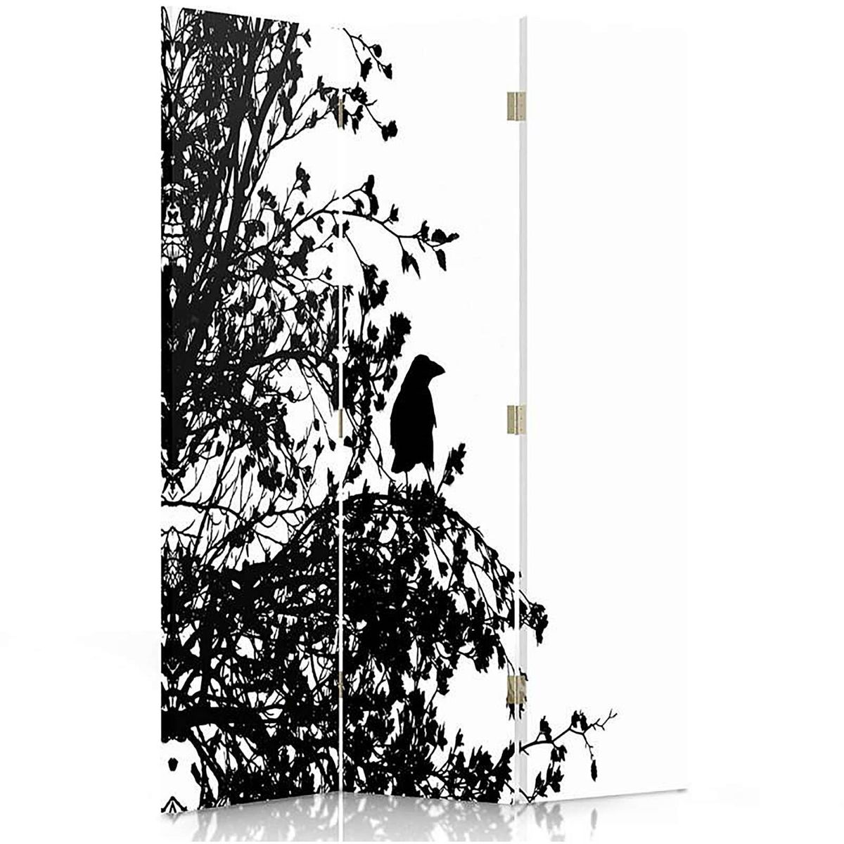 Paravent design oiseau en silhouette et r v Couleur noir blanc