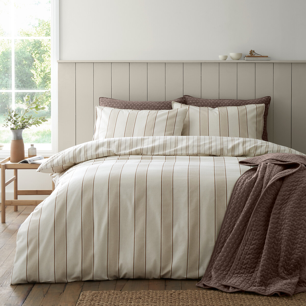 Brushed Regal Stripe Cotton Reversible Duvet Cover Set, BIANCA FINE LINENS
