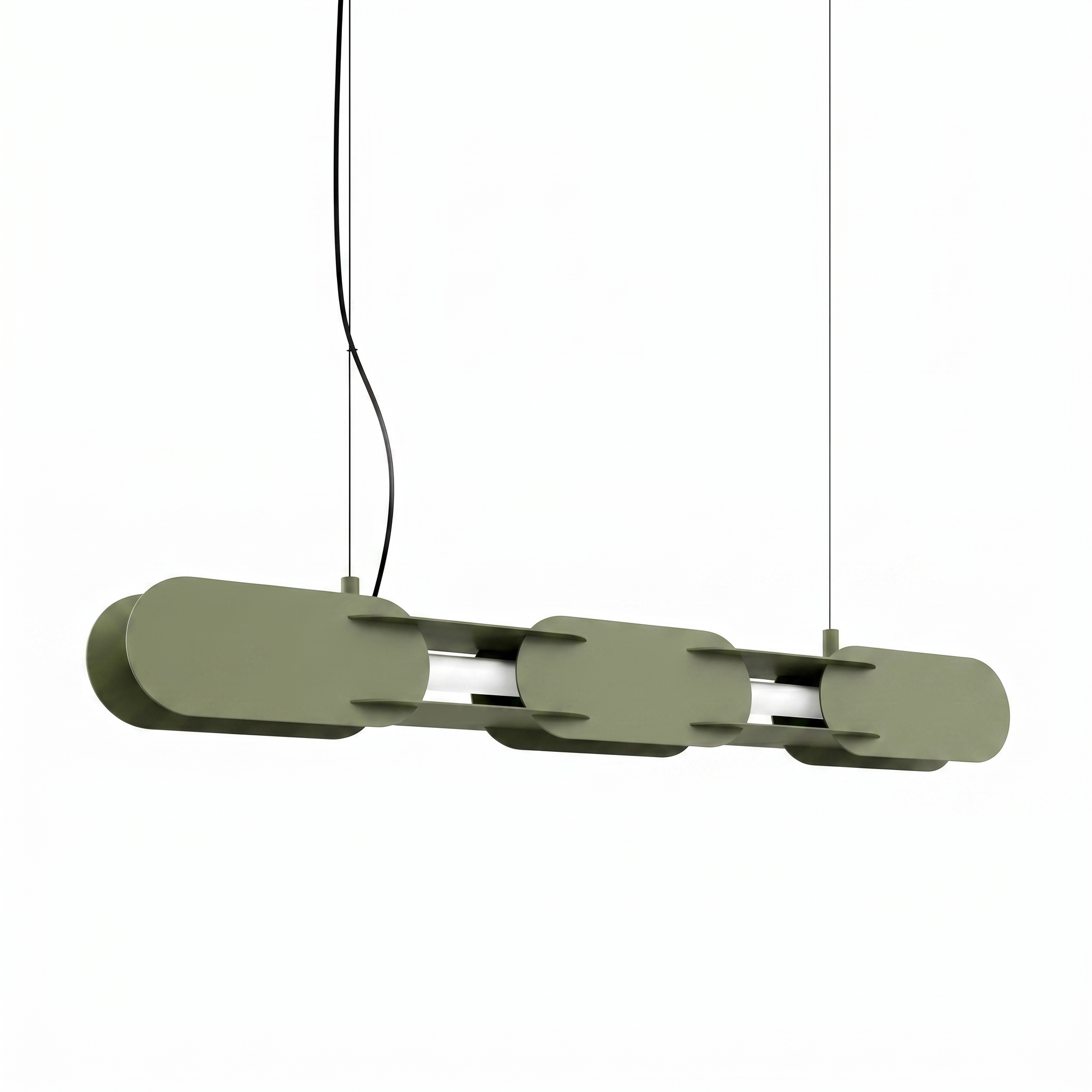 Suspension Acier Vert Olive LED 1 Chain, EDEN