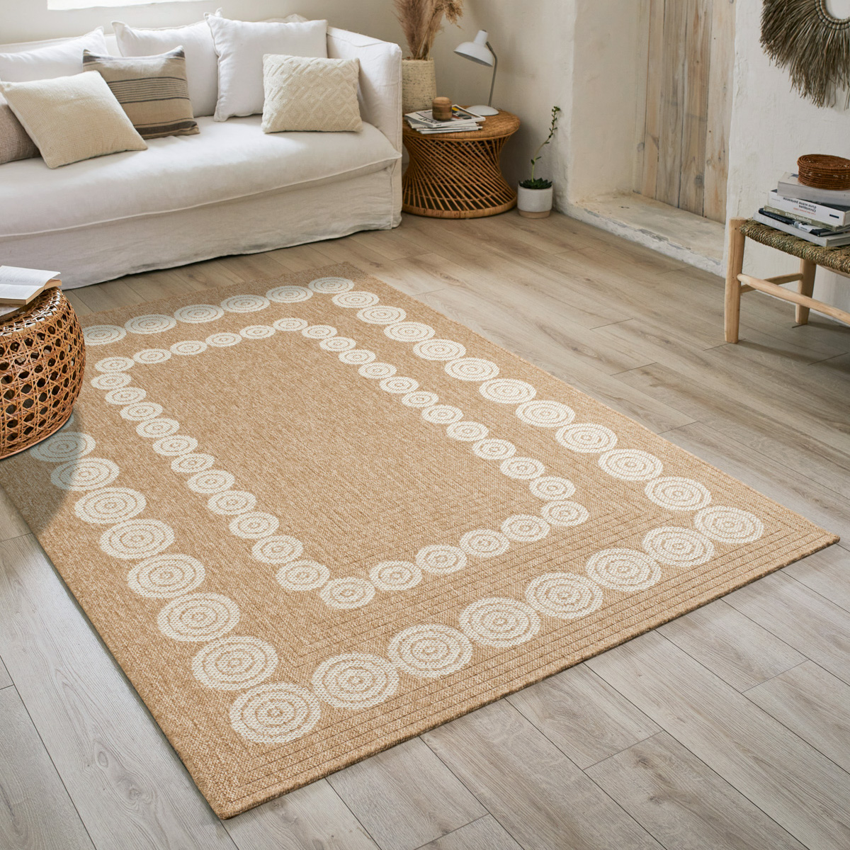 Tapis de salon intérieur extérieur motifs cercles NATURE, NAZAR RUGS
