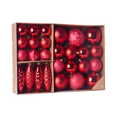 Set de 31 boules de Noël rouges WADIGA
