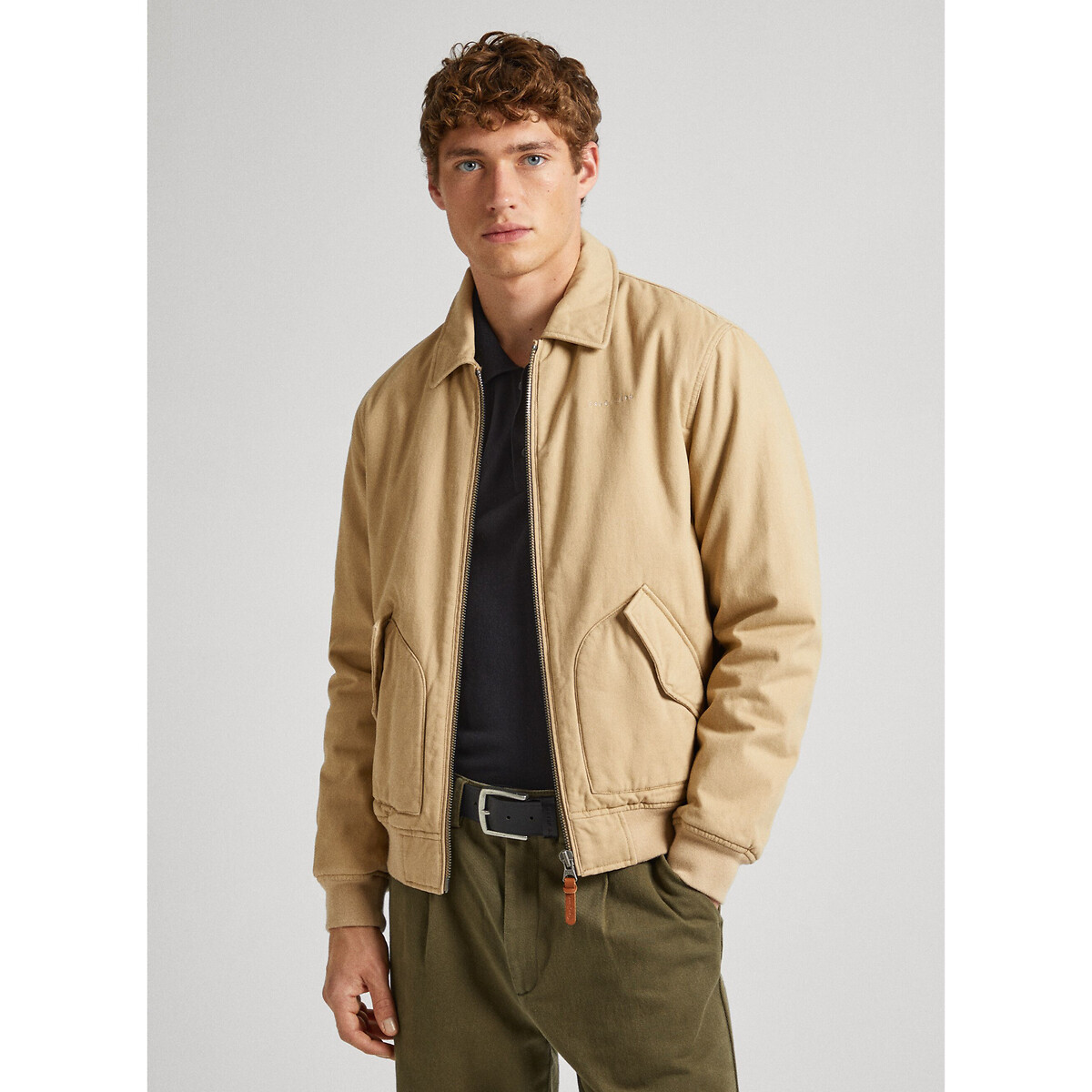 Image of Cotton Aviator Jacket with Pockets