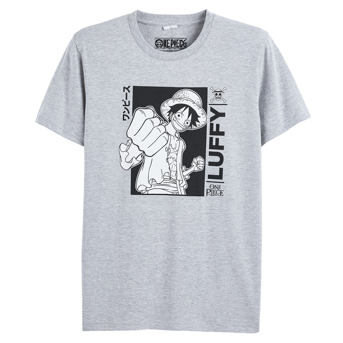 T-SHIRT ONE PIECE © - Branco / Cinzento