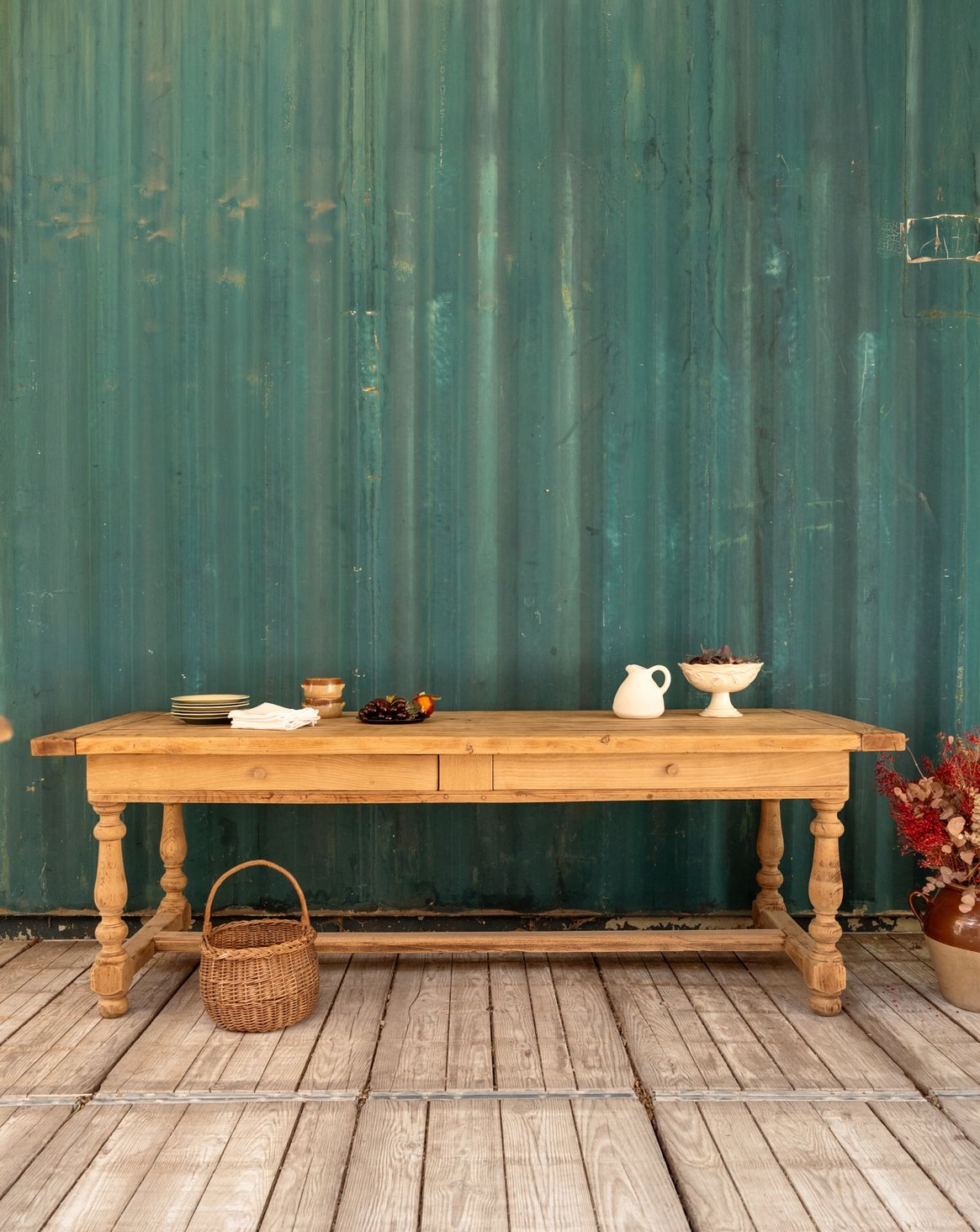 Grande table à manger en bois Romy N°1462 - Bon état, DEBONGOUT