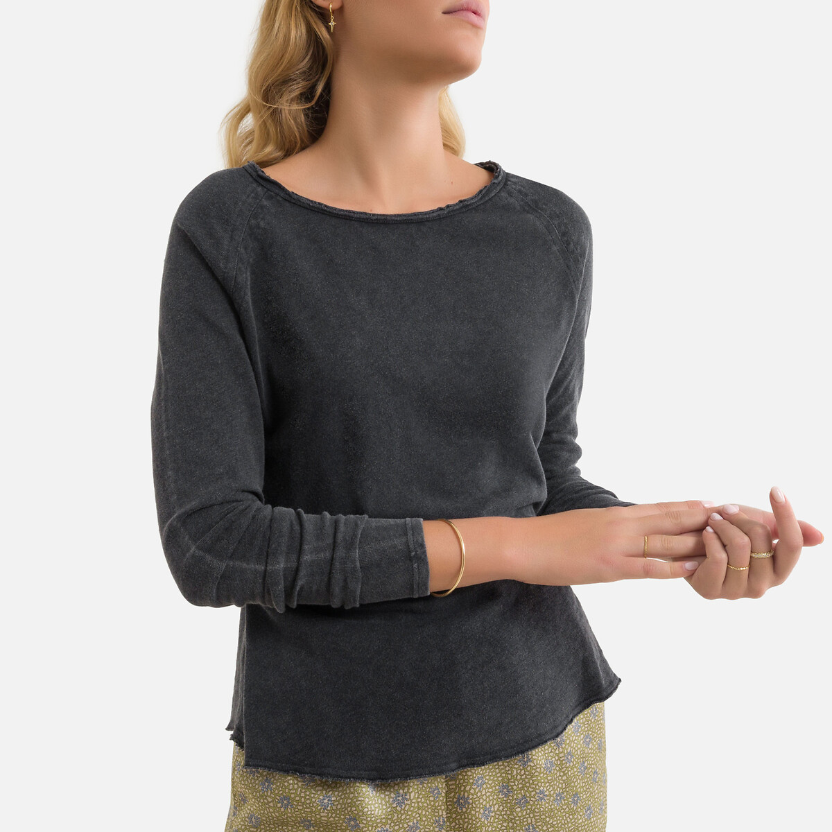 sonoma cotton t-shirt with boat neck and long sleeves