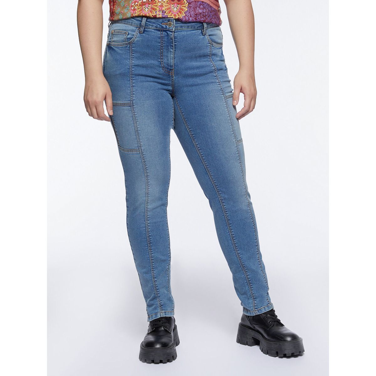 Jean skinny giada avec surpiq res et poches light blue Fiorella