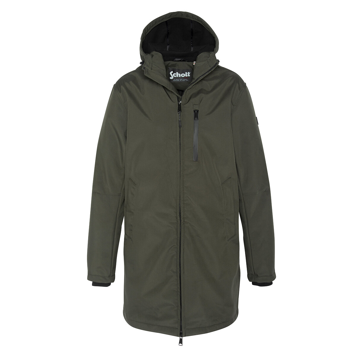 Image of Mid-Length Hooded Parka with High Neck