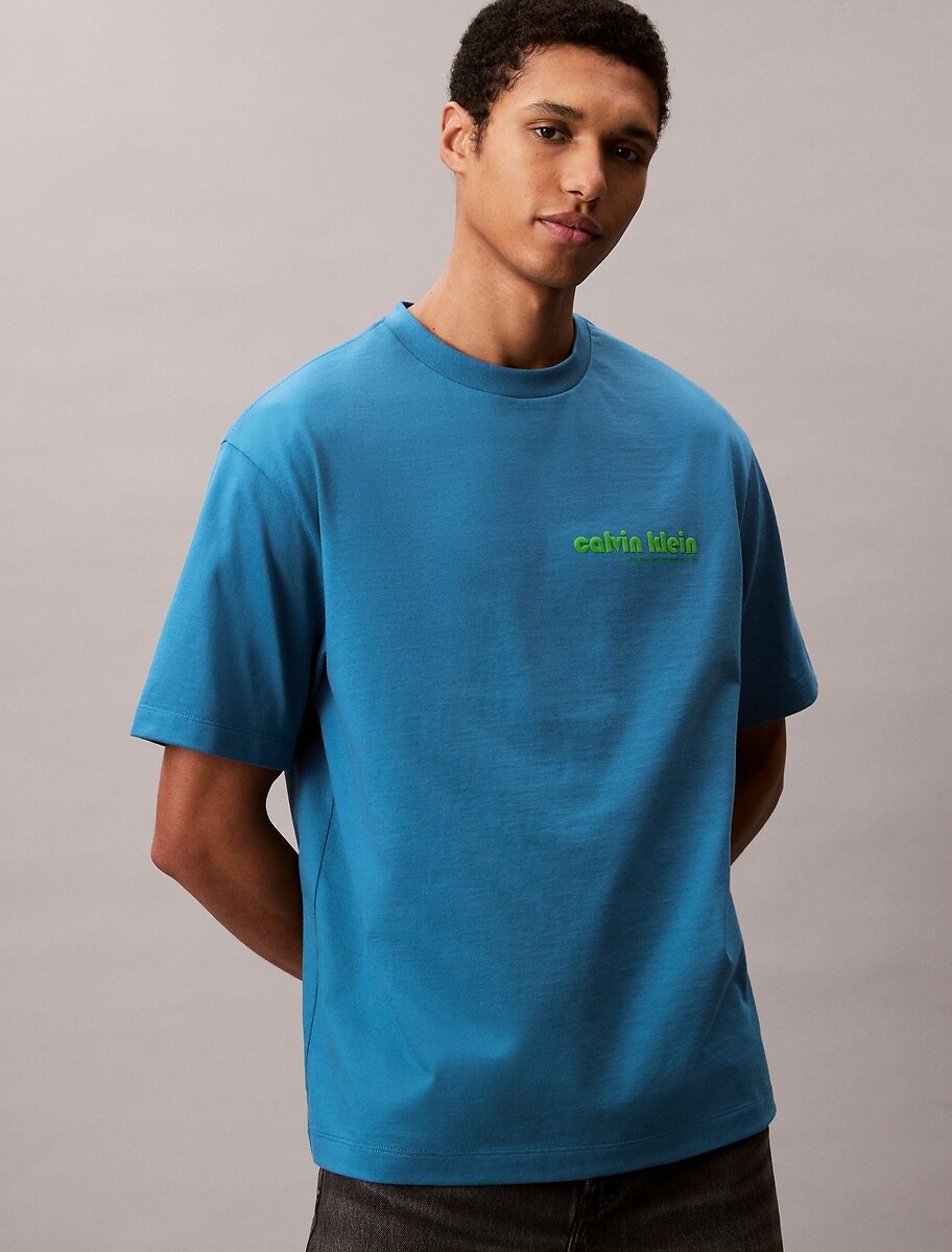Logo Print T-Shirt with Short Sleeves, CALVIN KLEIN JEANS