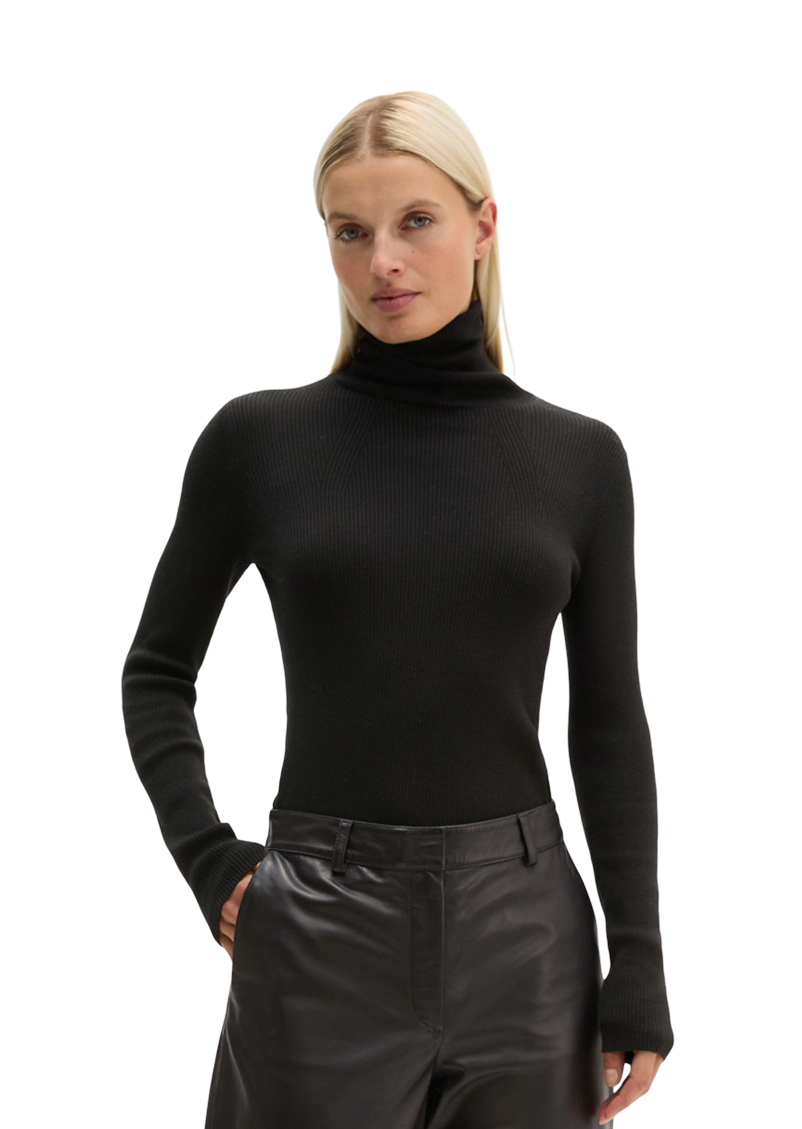 Pull à col roulé slim en coton organique, MARC O'POLO