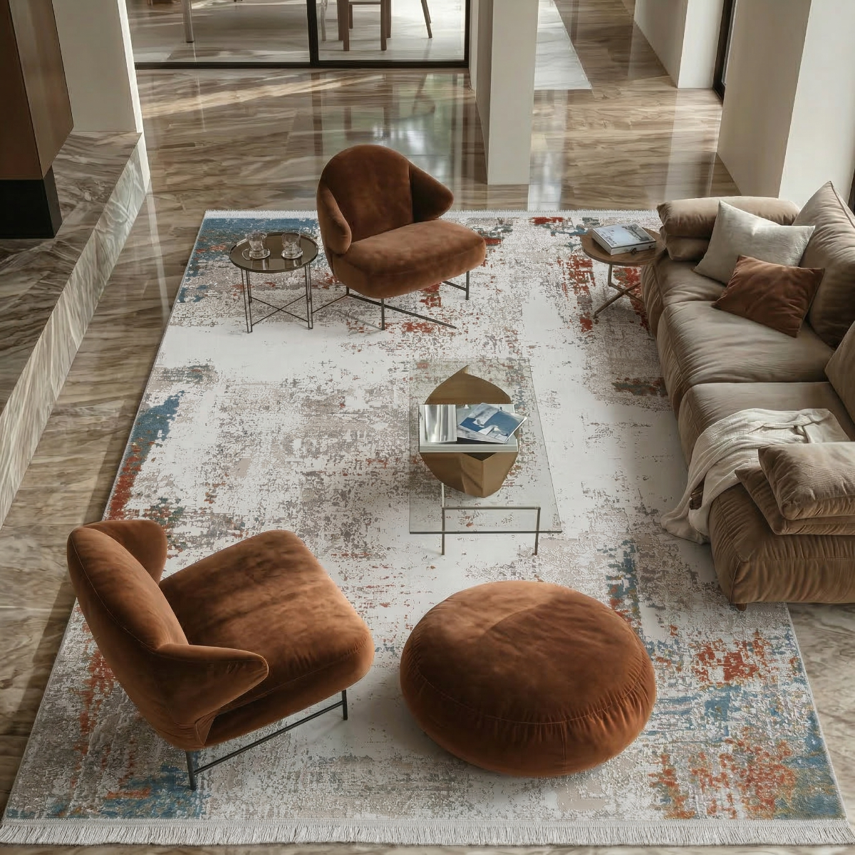 Tapis salon doux abstrait moderne AURORA, THE DECO FACTORY