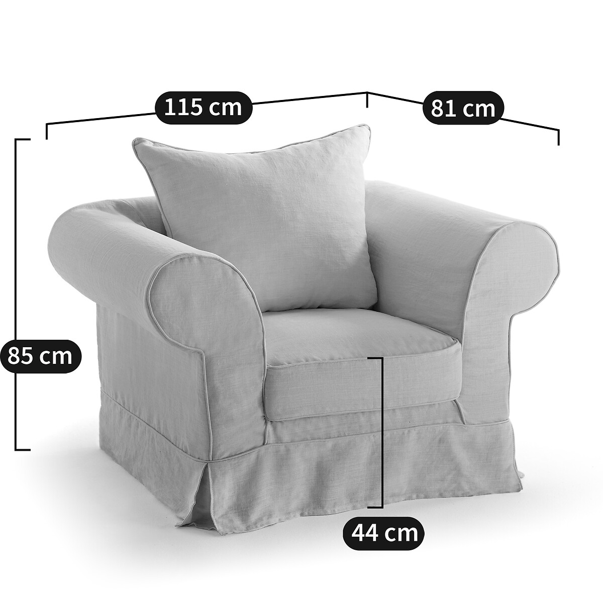 LA REDOUTE INTERIEURS Silln de algodn confort superior Adlia Gris;Marron;Beige 1 plaza
