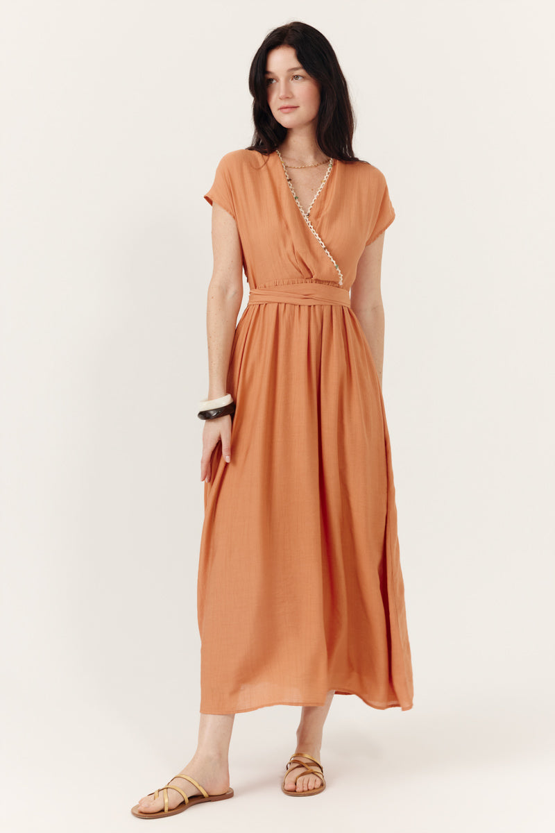 Robe longue cache-cœur manches courtes Calinea, ARTLOVE