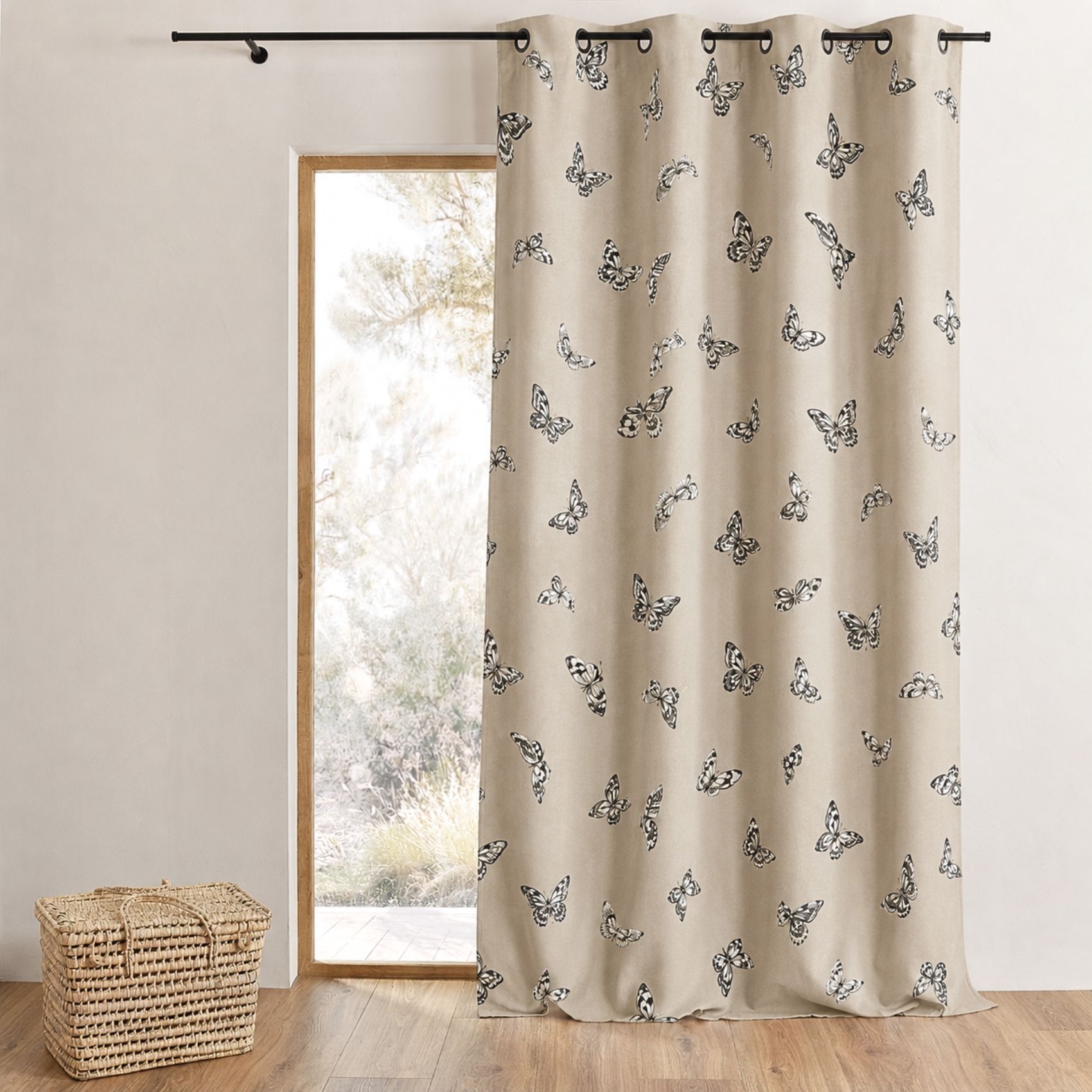 Rideau jacquard imprimés de papillons, HOME MAISON