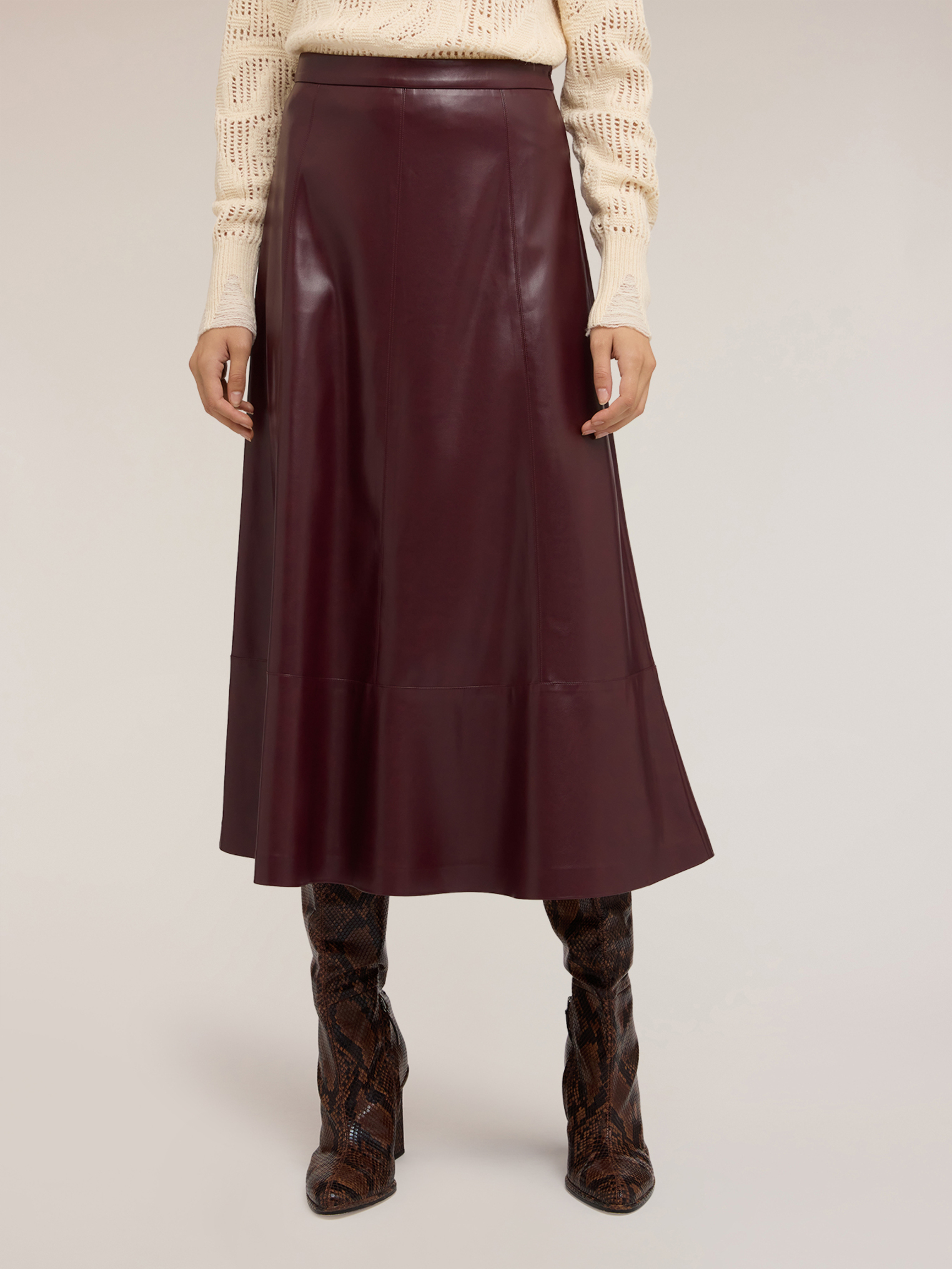 Robe midi évasée en tissu enduit, MOTIVI