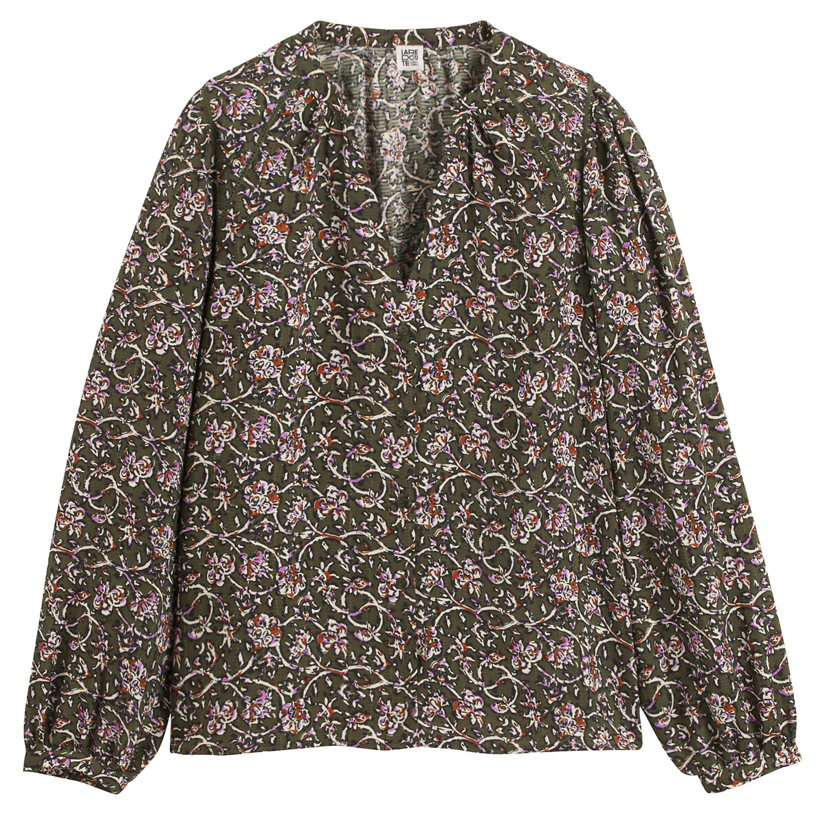 Floral V-Neck Blouse with Long Sleeves, LA REDOUTE COLLECTIONS