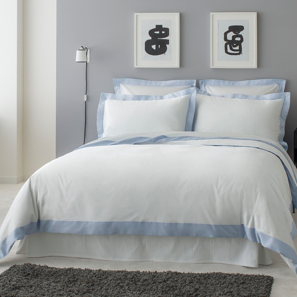 Drap plat satin de coton égyptien CELESTE, MPC MAISON