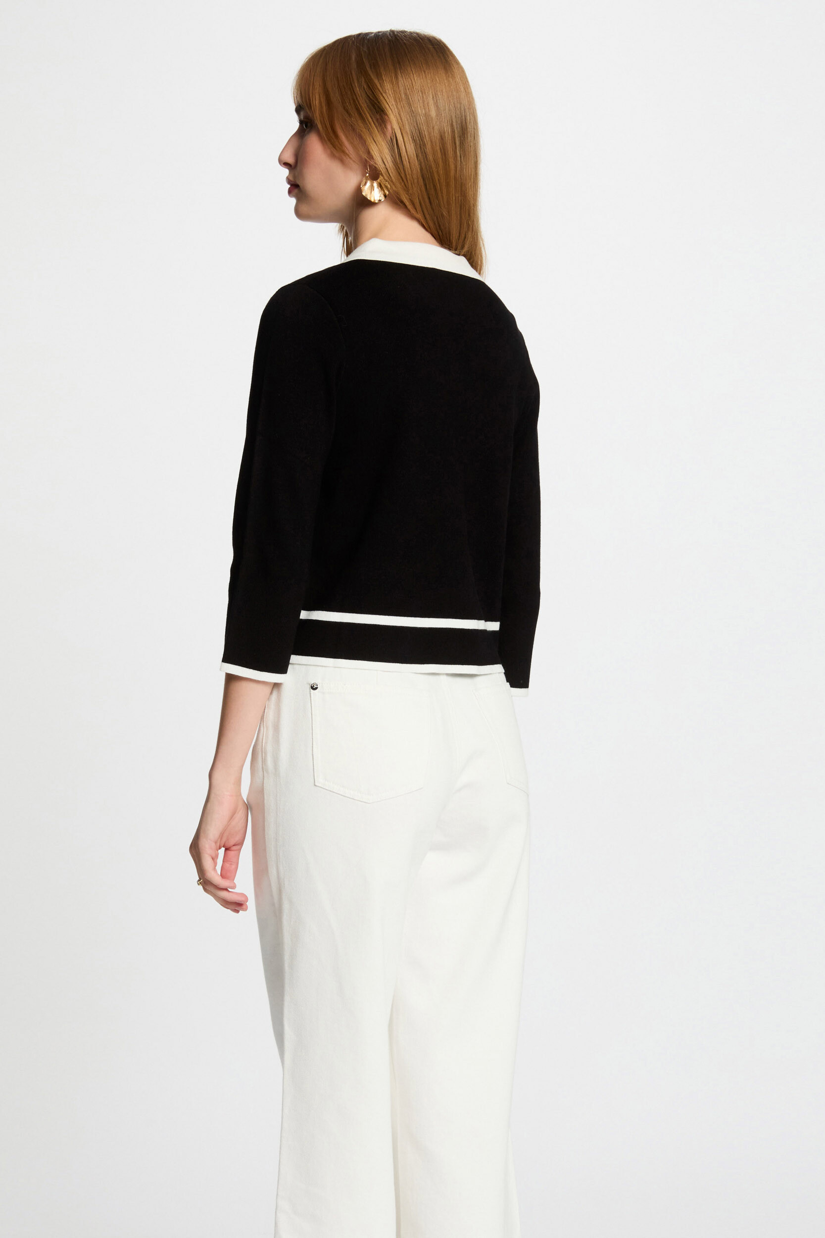 Gilet Morgan Manches 3/4 - Viscose Et Polyamide - Coupe Courte Et Élégante