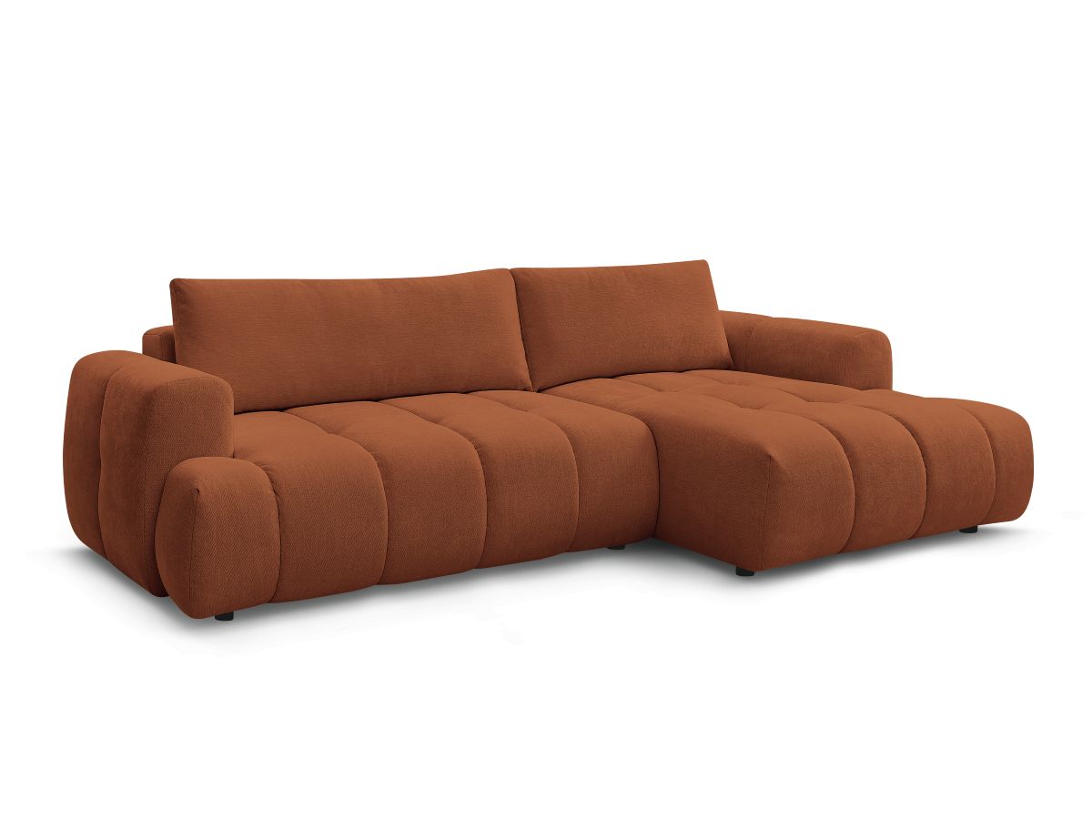 Canapé d'angle convertible 3 places en tissu lisse, FUJI, BOBOCHIC