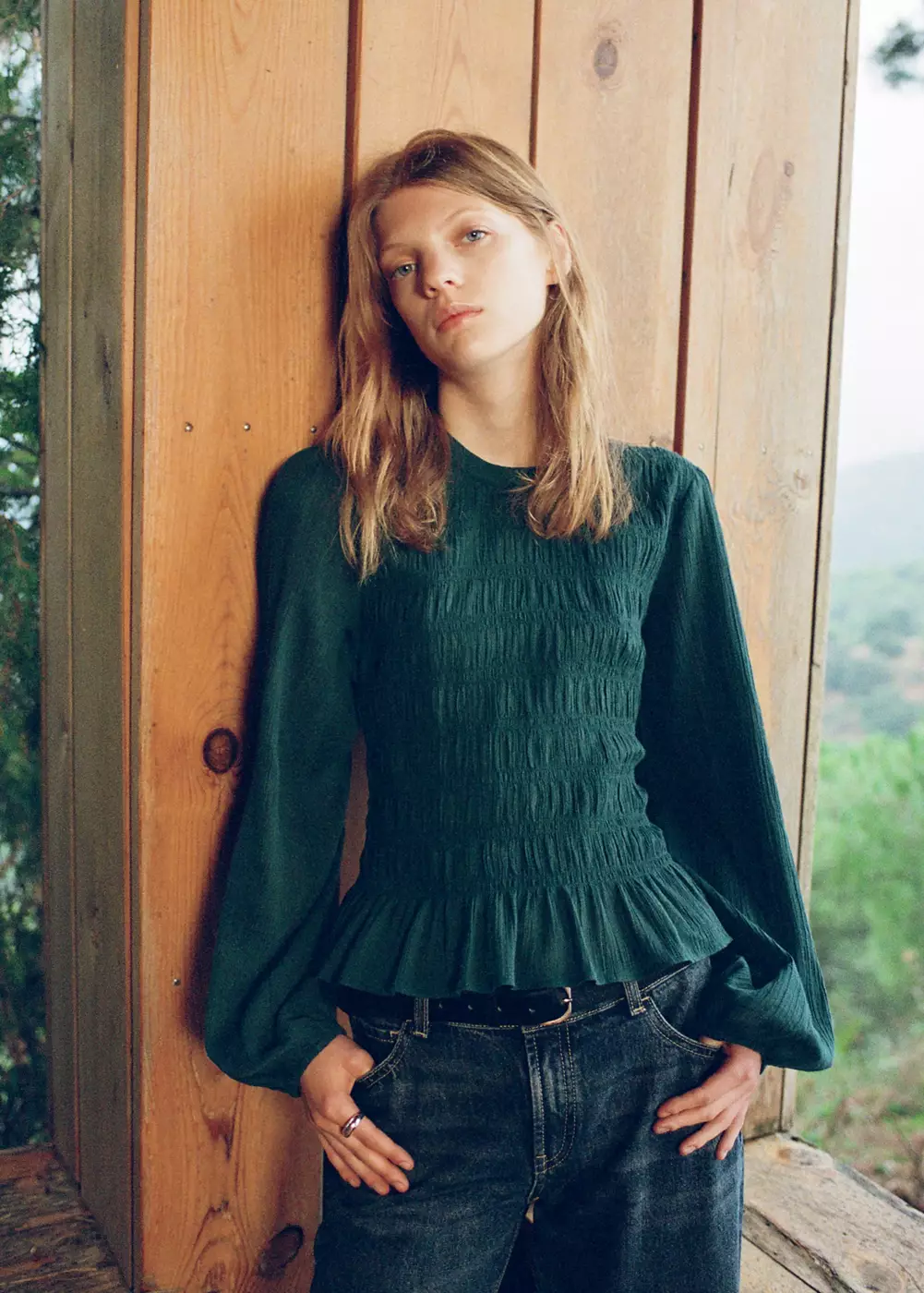 Blouse froncée à texture, MANGO TEEN
