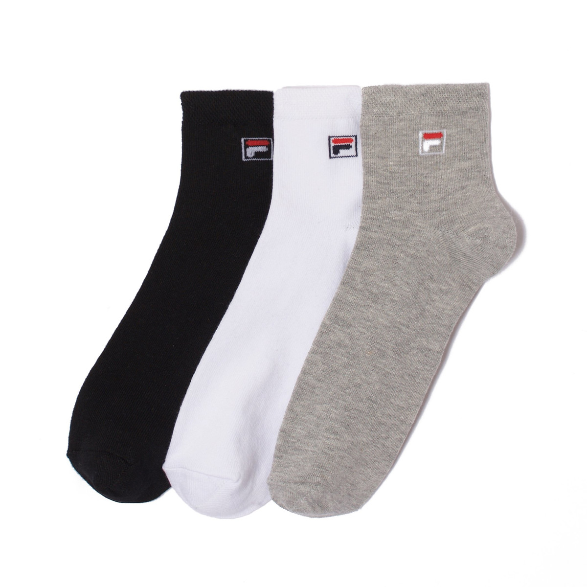 Pack of 3 pairs of unisex trainer socks, grey + white + black, Fila ...