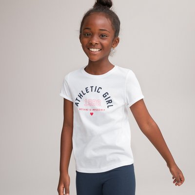 T-shirt met ronde hals en tekst Athletic Girl LA REDOUTE COLLECTIONS