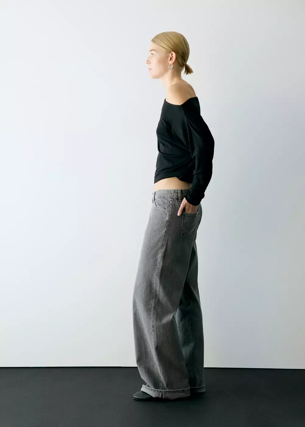 Jean wide leg jacquard à rayures, MANGO TEEN