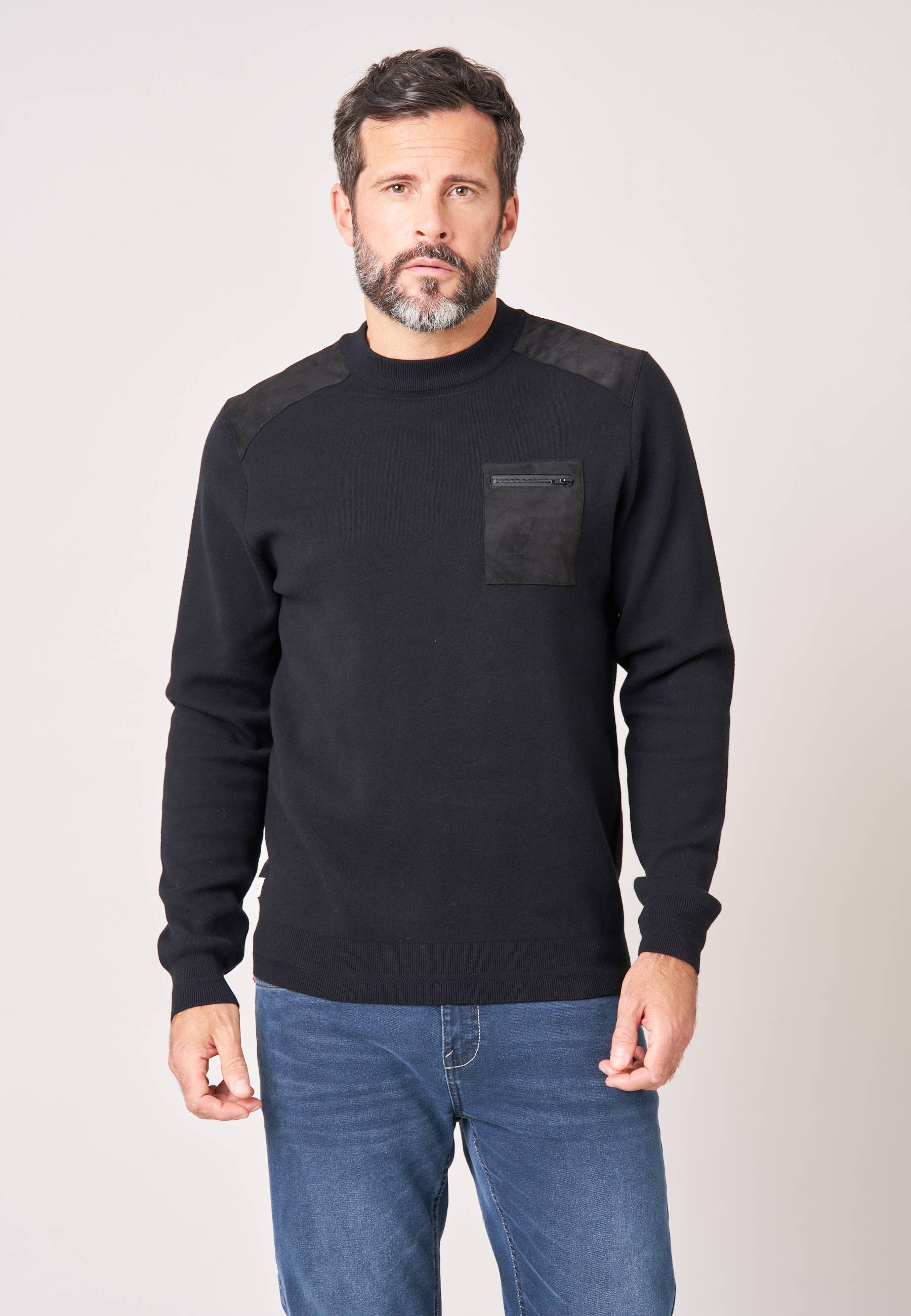 Pull regular homme col rond poche zippée TONNY, DEELUXE