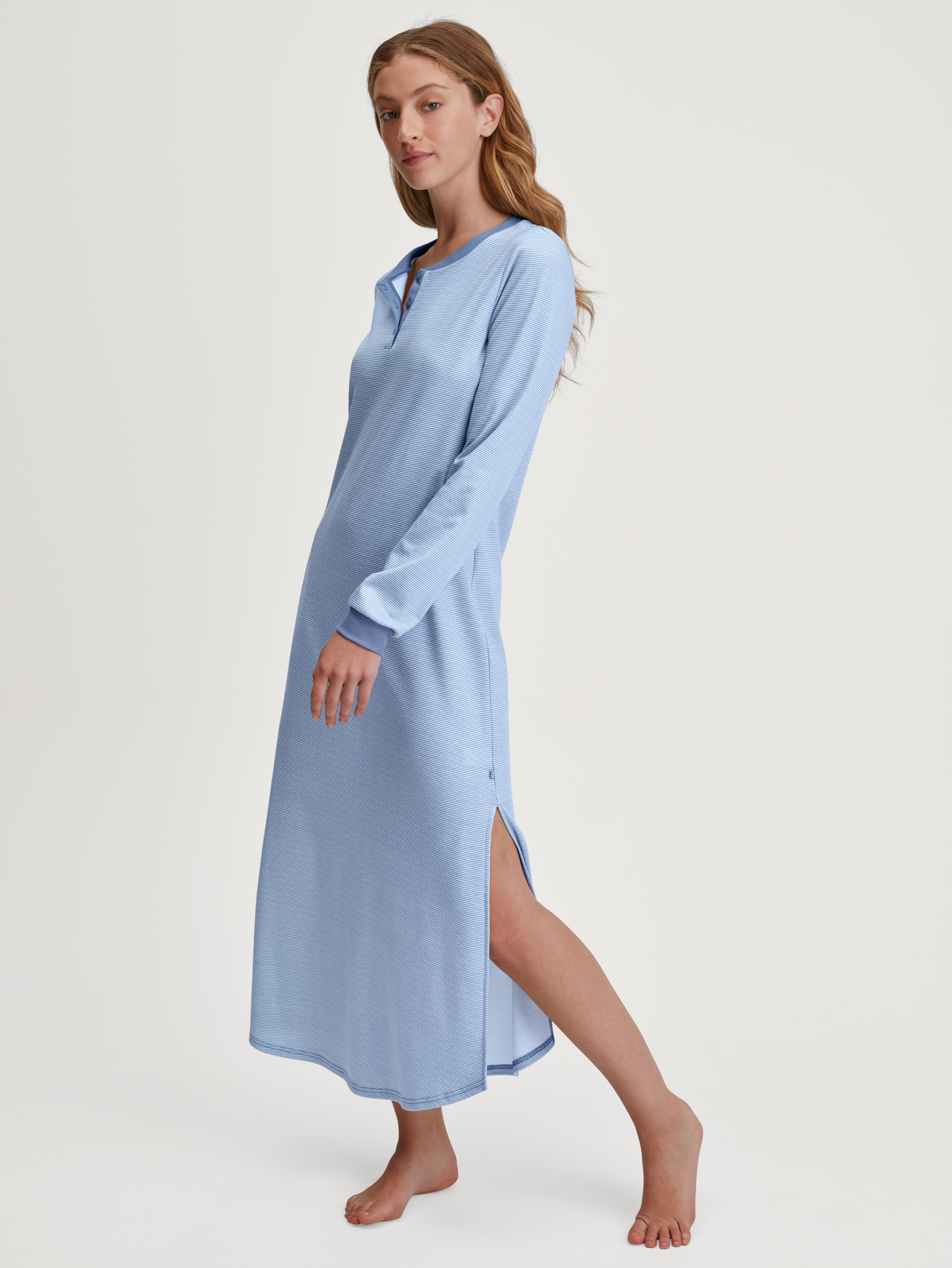 Chemise de nuit manches longues Coton MIDNIGHT STRIPES, CALIDA