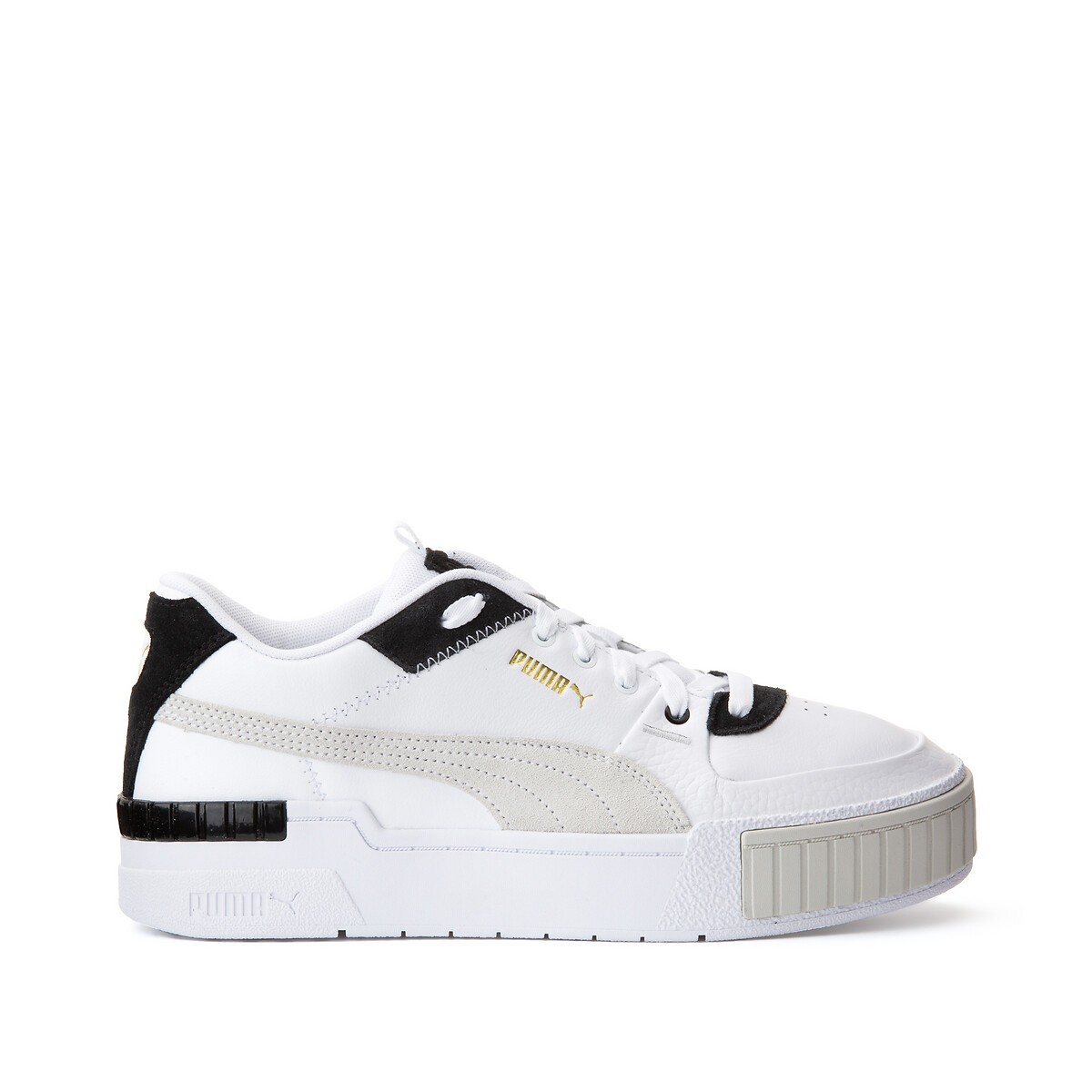 puma cali sport chunky sneakers in white and black