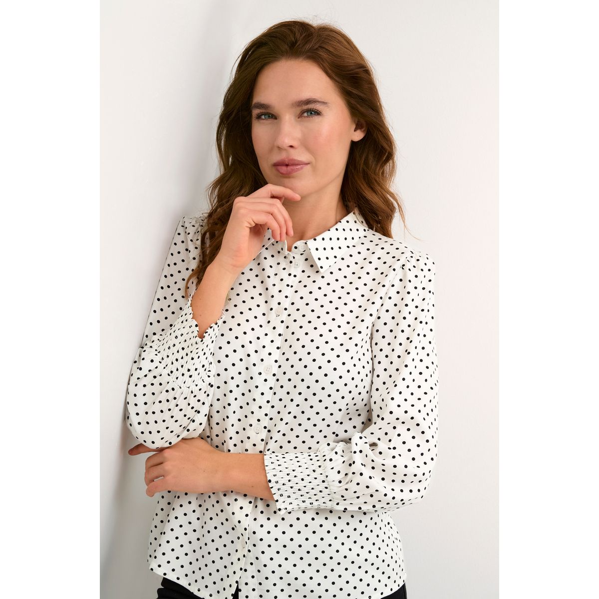 Blouse manches courtes kathora blanc noir a pois Kaffe La Redoute