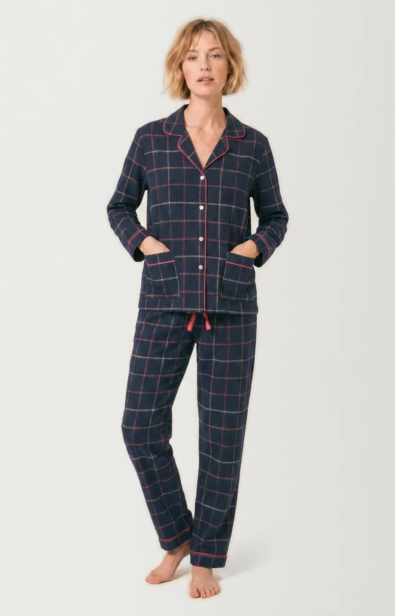 Pyjama boutonné en flanelle de coton à carreaux Windy, ARTHUR