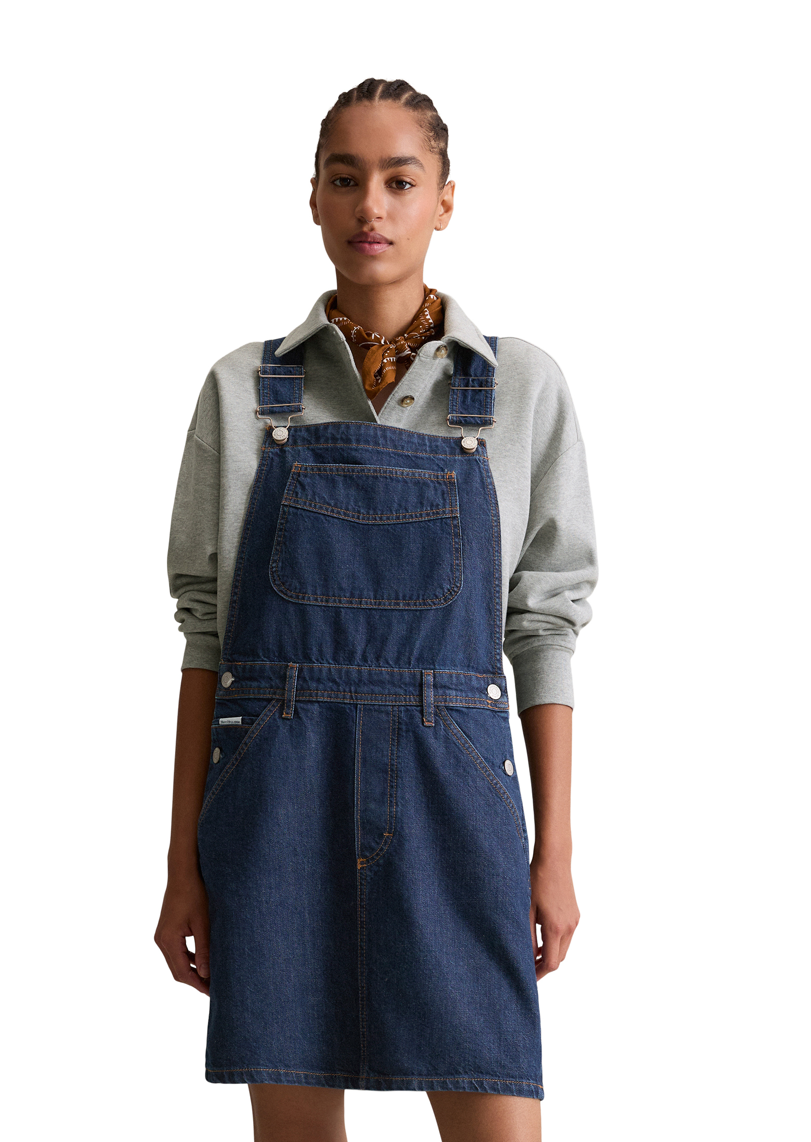 Robe courte à bavette loose en denim rigide, MARC O’POLO DENIM