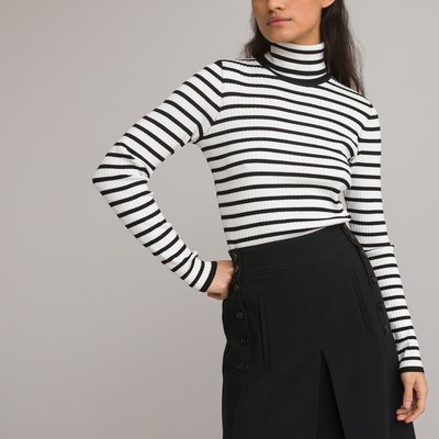 Striped Basic Turtleneck Jumper in Ribbed Knit LA REDOUTE COLLECTIONS