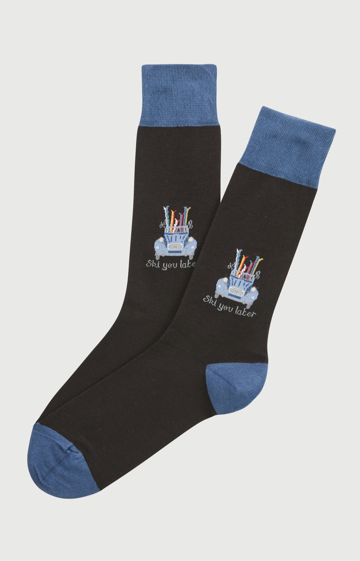 Chaussettes en coton imprimé Ski You Later Noir, ARTHUR