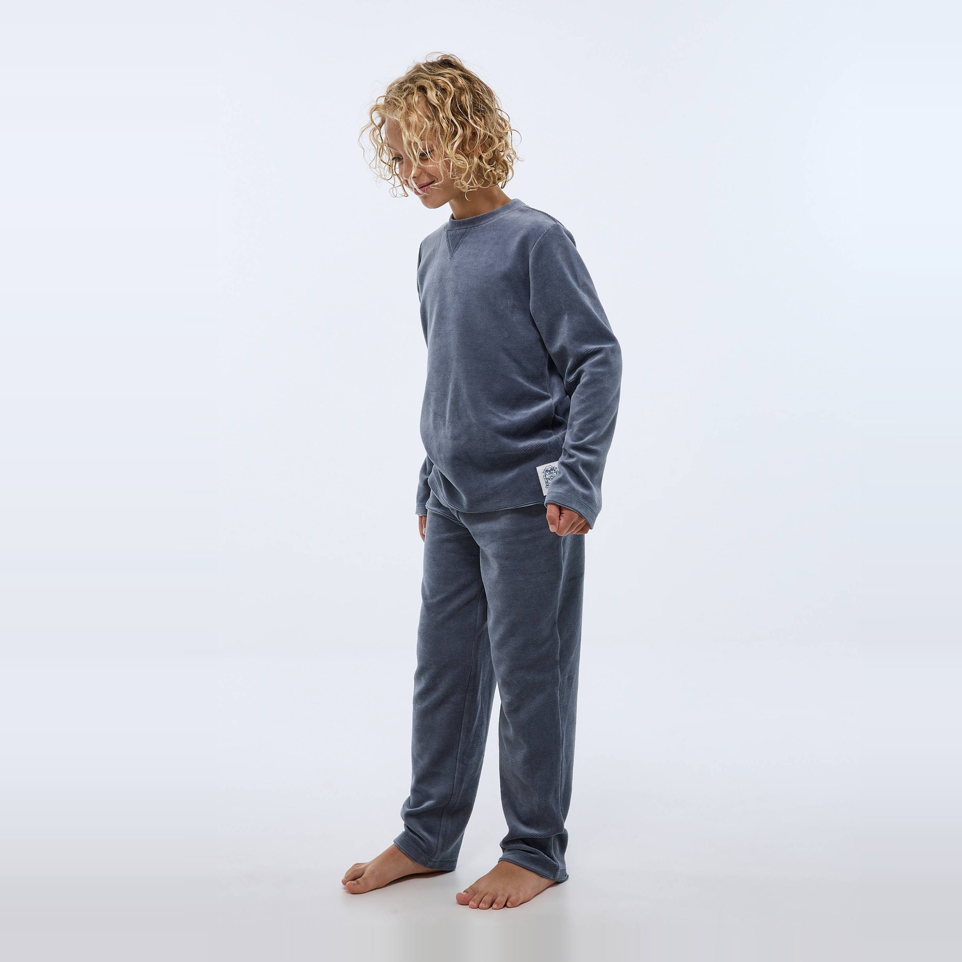 Pyjama velours côtelé manches longues uni contenant du coton, MONOPRIX